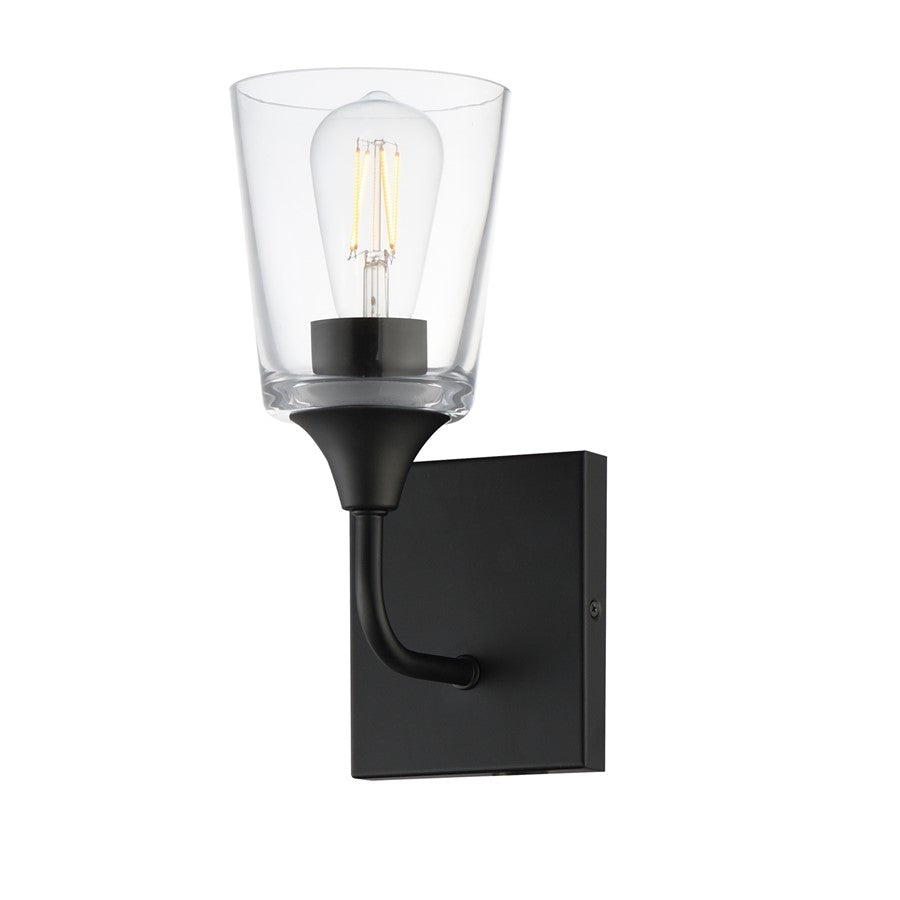 Maxim Lighting Hudson 1 Light 11" Wall Sconce, Black/Clear - 12881CLBK