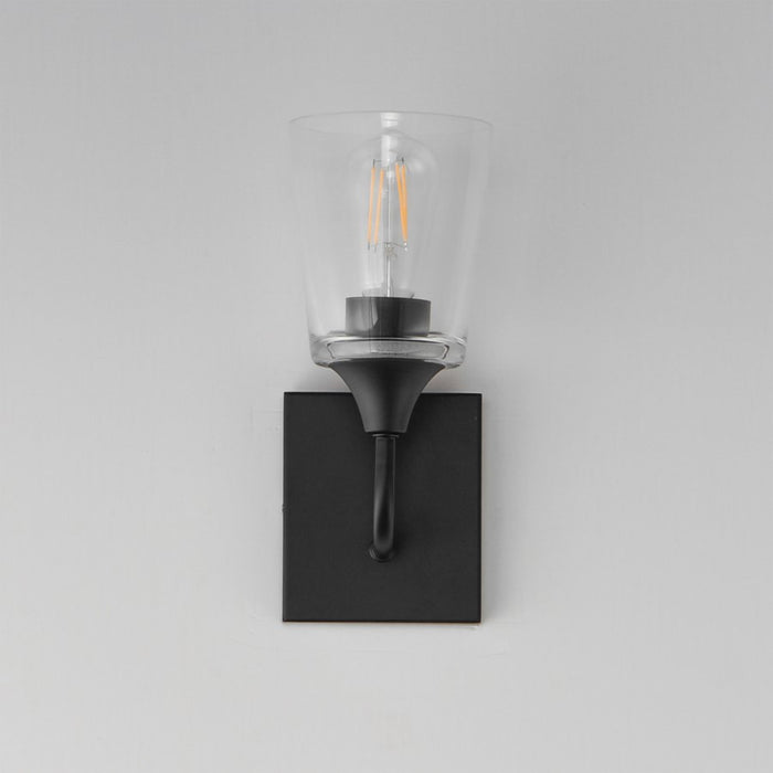 Maxim Lighting Hudson 1 Light 11" Wall Sconce, Black/Clear