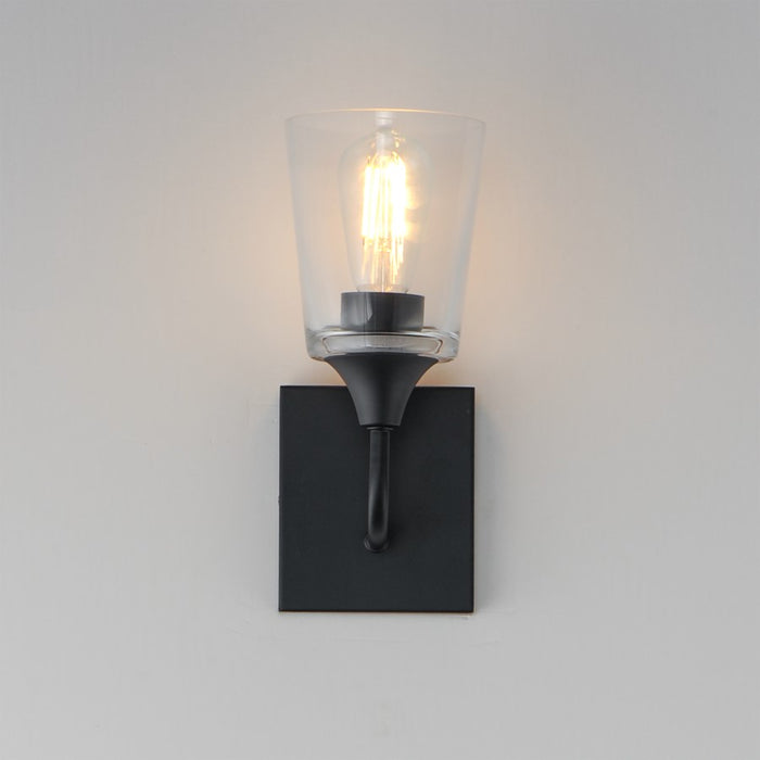 Maxim Lighting Hudson 1 Light 11" Wall Sconce, Black/Clear