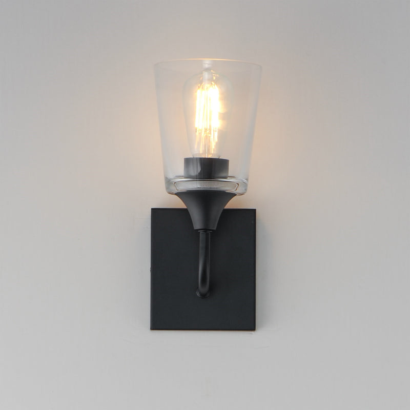 Maxim Lighting Hudson 1 Light 11" Wall Sconce, Black/Clear