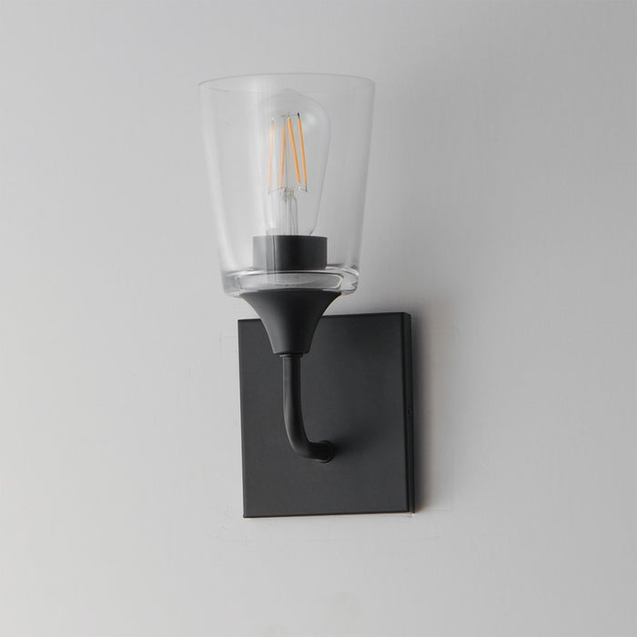 Maxim Lighting Hudson 1 Light 11" Wall Sconce, Black/Clear