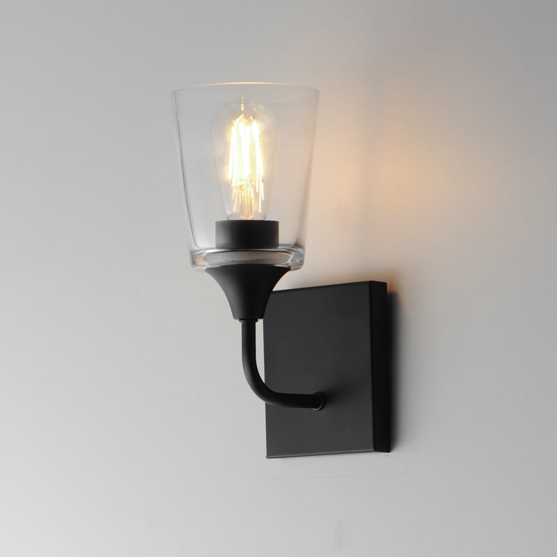 Maxim Lighting Hudson 1 Light 11" Wall Sconce, Black/Clear