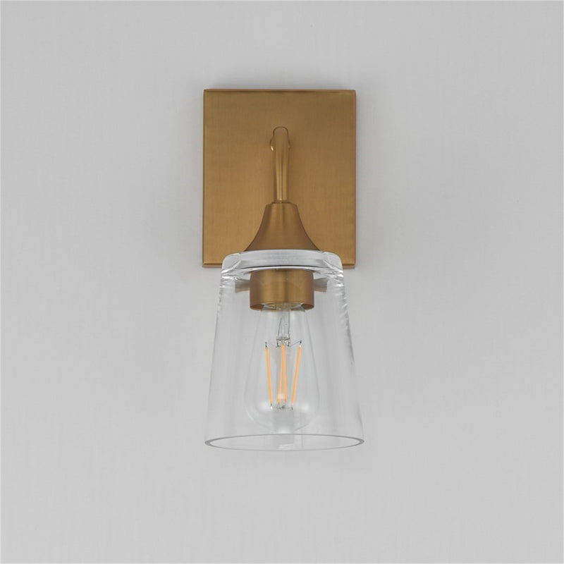 Maxim Lighting Hudson 1Lt 11" Wall Sconce, Natural Aged Brass/Clear