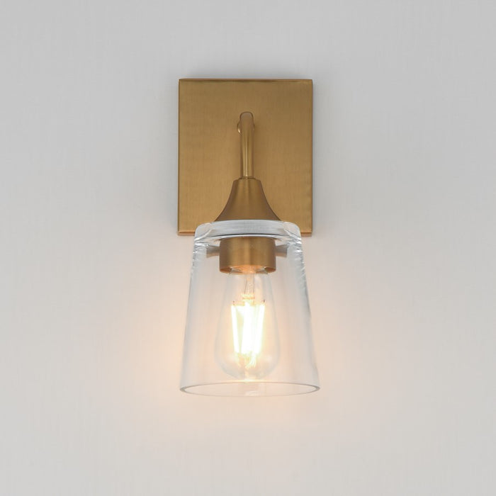 Maxim Lighting Hudson 1Lt 11" Wall Sconce, Natural Aged Brass/Clear