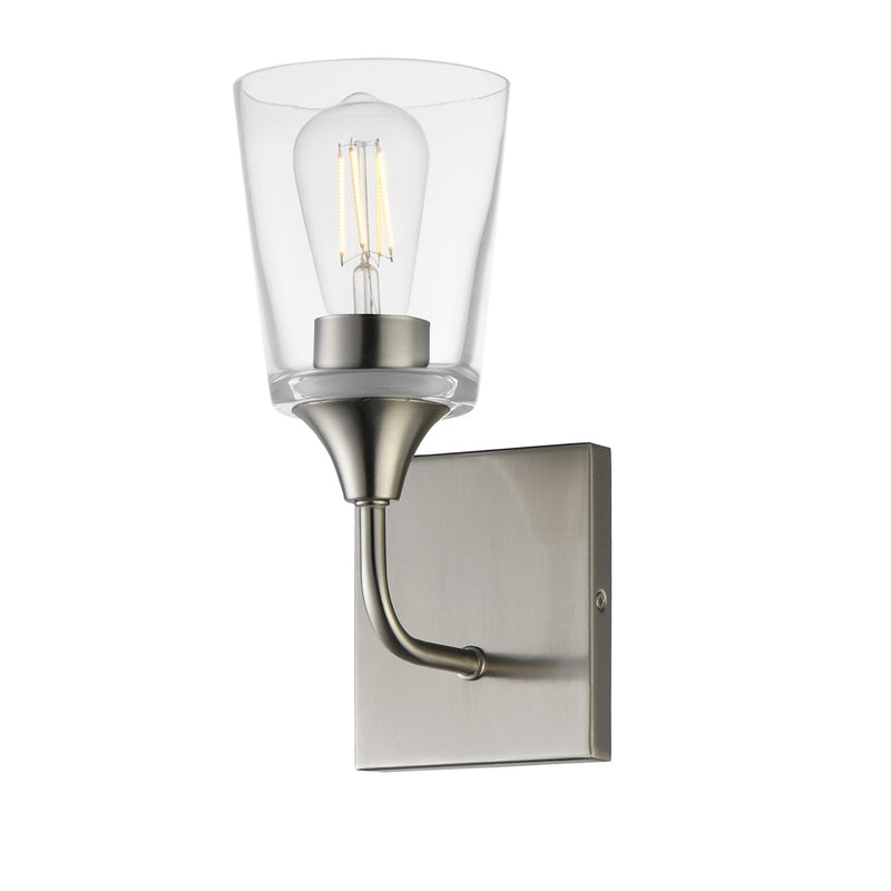 Maxim Lighting Hudson 1 Light 11" Wall Sconce, Satin Nickel/Clear
