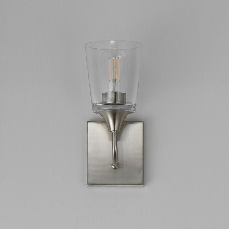 Maxim Lighting Hudson 1 Light 11" Wall Sconce, Satin Nickel/Clear