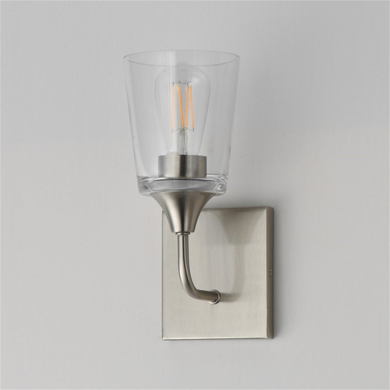 Maxim Lighting Hudson 1 Light 11" Wall Sconce, Satin Nickel/Clear