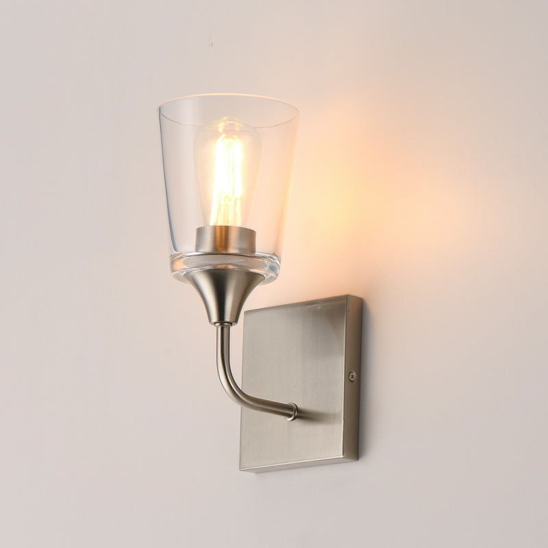 Maxim Lighting Hudson 1 Light 11" Wall Sconce, Satin Nickel/Clear