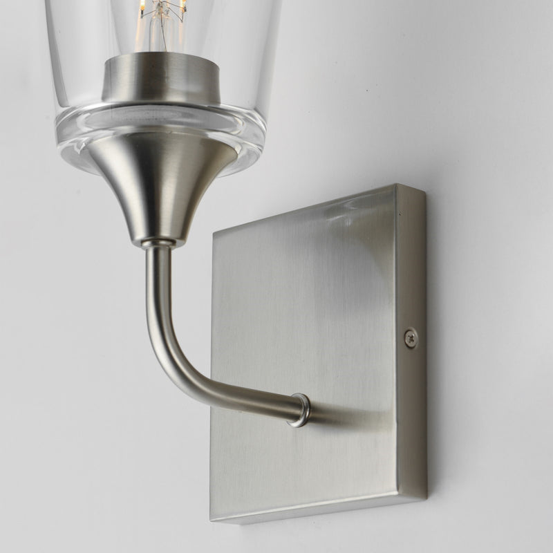 Maxim Lighting Hudson 1 Light 11" Wall Sconce, Satin Nickel/Clear