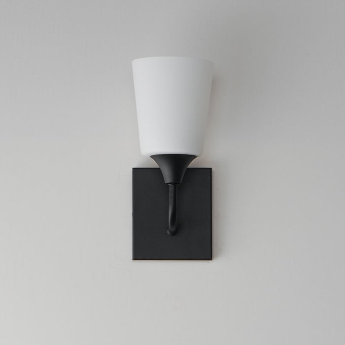 Maxim Lighting Hudson 1 Light 11" Wall Sconce, Black/Satin White