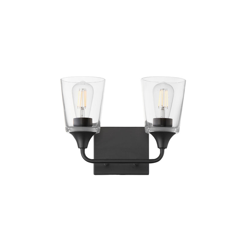 Maxim Lighting Hudson 2 Light 9.75" Bath Vanity, Black/Clear