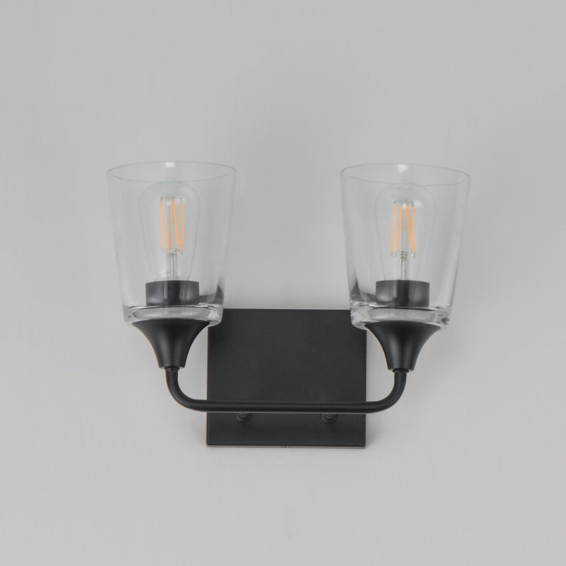 Maxim Lighting Hudson 2 Light 9.75" Bath Vanity, Black/Clear