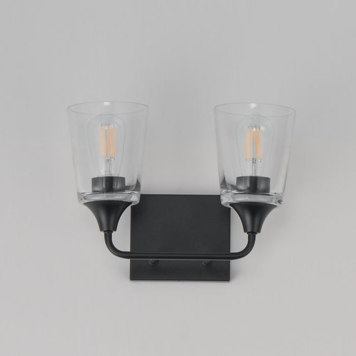 Maxim Lighting Hudson 2 Light 9.75" Bath Vanity, Black/Clear