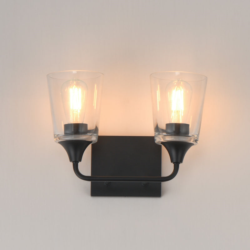 Maxim Lighting Hudson 2 Light 9.75" Bath Vanity, Black/Clear