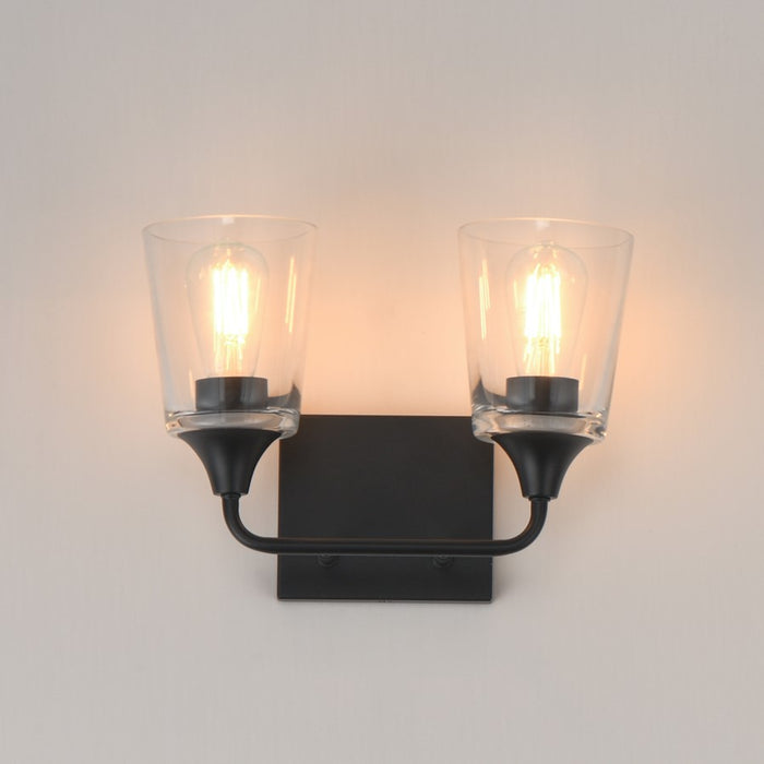 Maxim Lighting Hudson 2 Light 9.75" Bath Vanity, Black/Clear