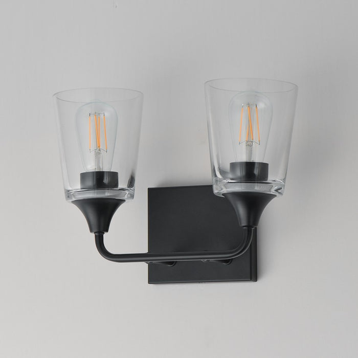 Maxim Lighting Hudson 2 Light 9.75" Bath Vanity, Black/Clear