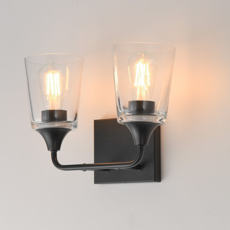 Maxim Lighting Hudson 2 Light 9.75" Bath Vanity, Black/Clear