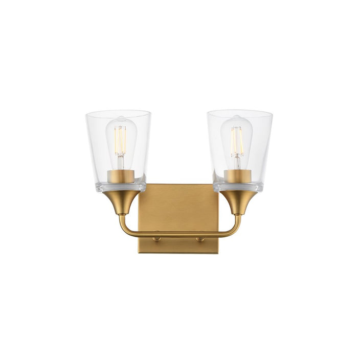 Maxim Lighting Hudson 2Lt 9.75" Bath Vanity, Aged Brass/Clear - 12882CLNAB
