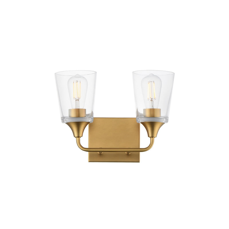 Maxim Lighting Hudson 2Lt 9.75" Bath Vanity, Aged Brass/Clear