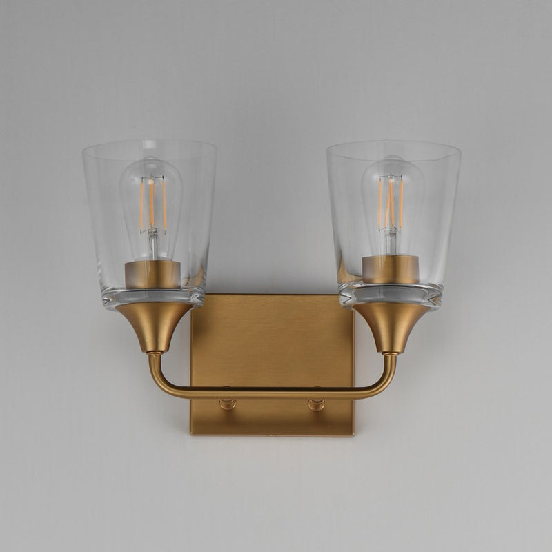Maxim Lighting Hudson 2Lt 9.75" Bath Vanity, Aged Brass/Clear