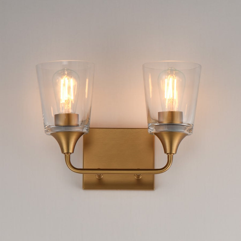 Maxim Lighting Hudson 2Lt 9.75" Bath Vanity, Aged Brass/Clear