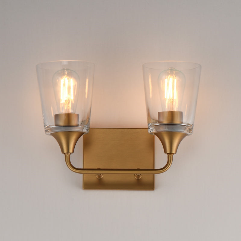 Maxim Lighting Hudson 2Lt 9.75" Bath Vanity, Aged Brass/Clear