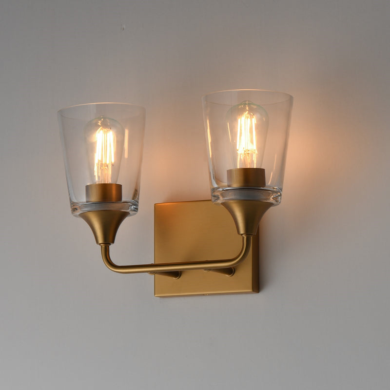 Maxim Lighting Hudson 2Lt 9.75" Bath Vanity, Aged Brass/Clear