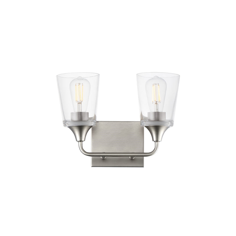 Maxim Lighting Hudson 2 Light 9.75" Bath Vanity, Satin Nickel/Clear