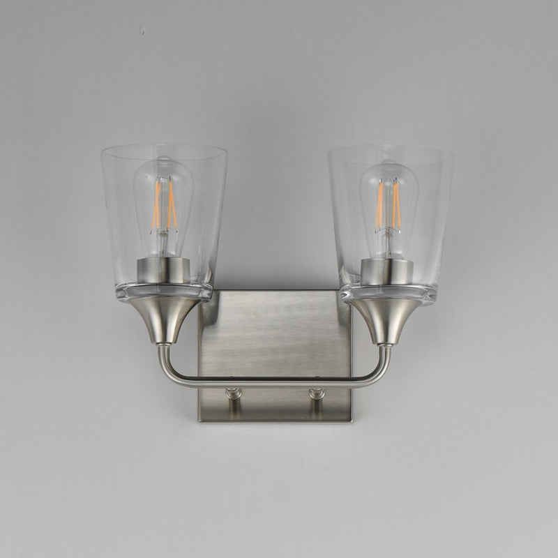 Maxim Lighting Hudson 2 Light 9.75" Bath Vanity, Satin Nickel/Clear