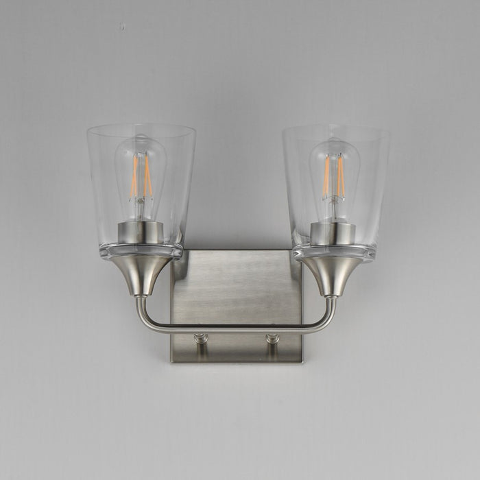 Maxim Lighting Hudson 2 Light 9.75" Bath Vanity, Satin Nickel/Clear
