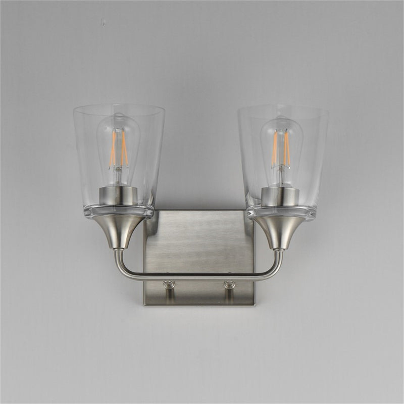 Maxim Lighting Hudson 2 Light 9.75" Bath Vanity, Satin Nickel/Clear