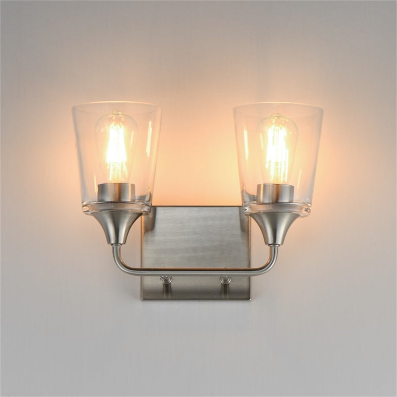 Maxim Lighting Hudson 2 Light 9.75" Bath Vanity, Satin Nickel/Clear