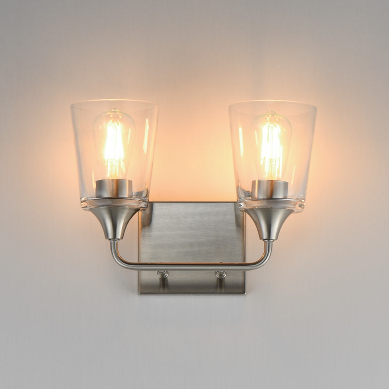 Maxim Lighting Hudson 2 Light 9.75" Bath Vanity, Satin Nickel/Clear