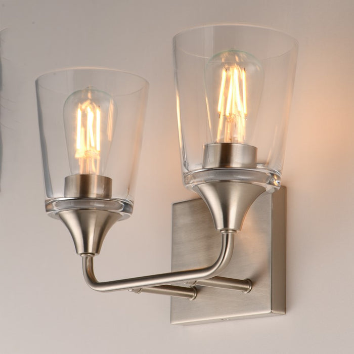 Maxim Lighting Hudson 2 Light 9.75" Bath Vanity, Satin Nickel/Clear