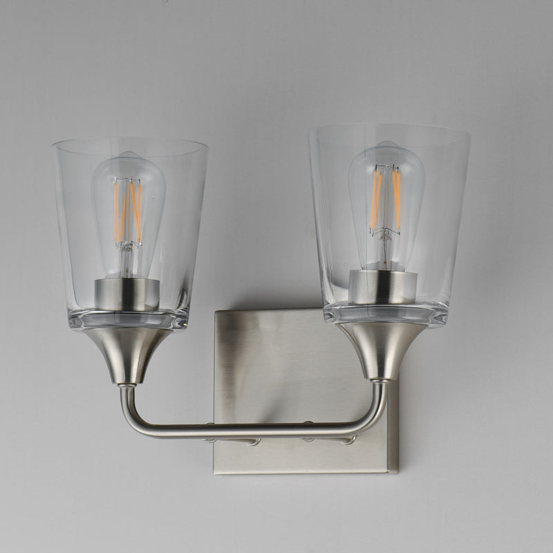 Maxim Lighting Hudson 2 Light 9.75" Bath Vanity, Satin Nickel/Clear