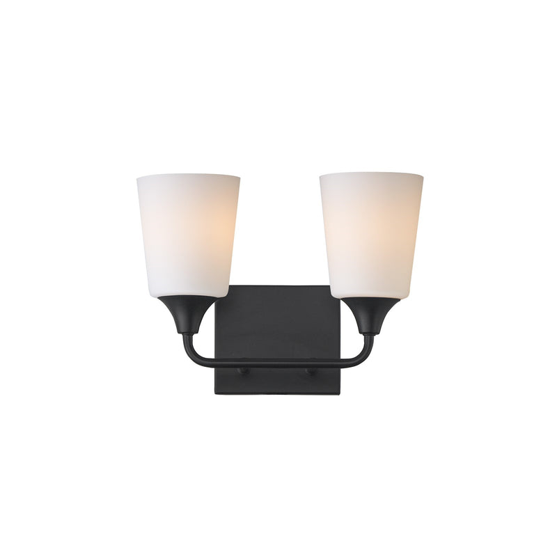 Maxim Lighting Hudson 2 Light 9.75" Bath Vanity, Black/Satin White