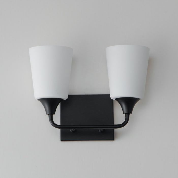 Maxim Lighting Hudson 2 Light 9.75" Bath Vanity, Black/Satin White