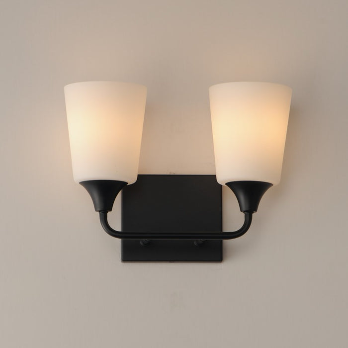 Maxim Lighting Hudson 2 Light 9.75" Bath Vanity, Black/Satin White