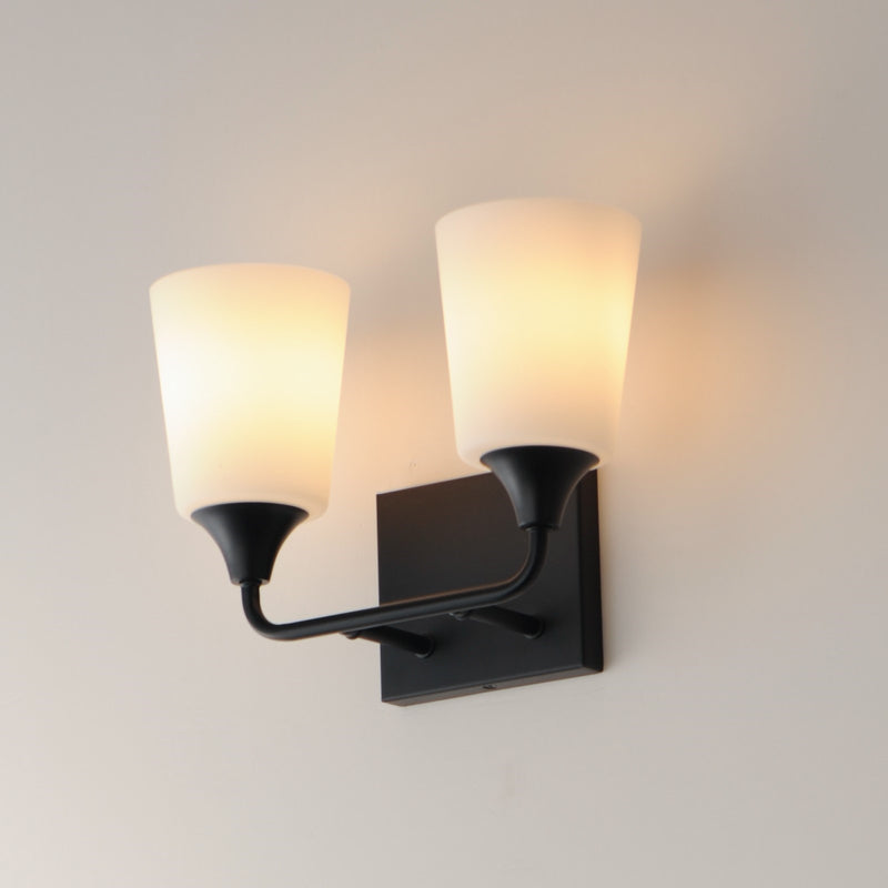 Maxim Lighting Hudson 2 Light 9.75" Bath Vanity, Black/Satin White