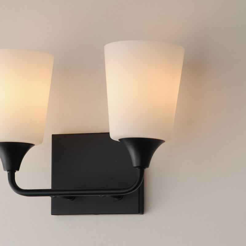 Maxim Lighting Hudson 2 Light 9.75" Bath Vanity, Black/Satin White