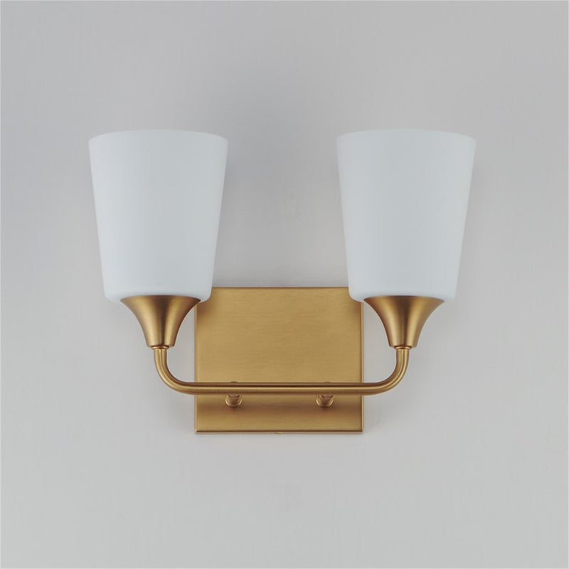 Maxim Lighting Hudson 2Lt 9.75" Bath Vanity, Aged Brass/Satin White