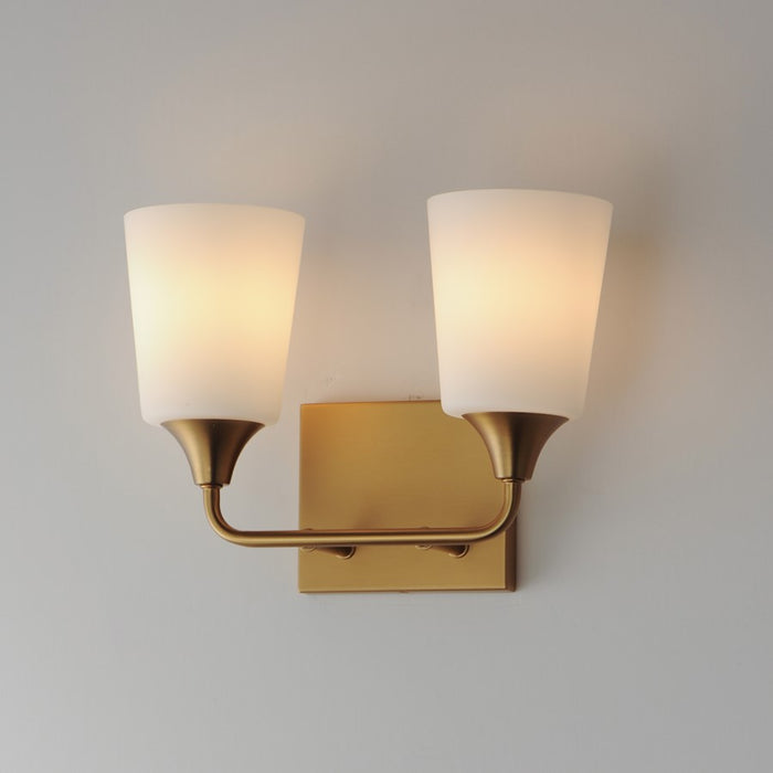 Maxim Lighting Hudson 2Lt 9.75" Bath Vanity, Aged Brass/Satin White