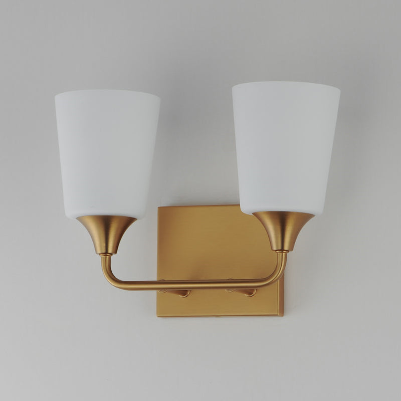 Maxim Lighting Hudson 2Lt 9.75" Bath Vanity, Aged Brass/Satin White