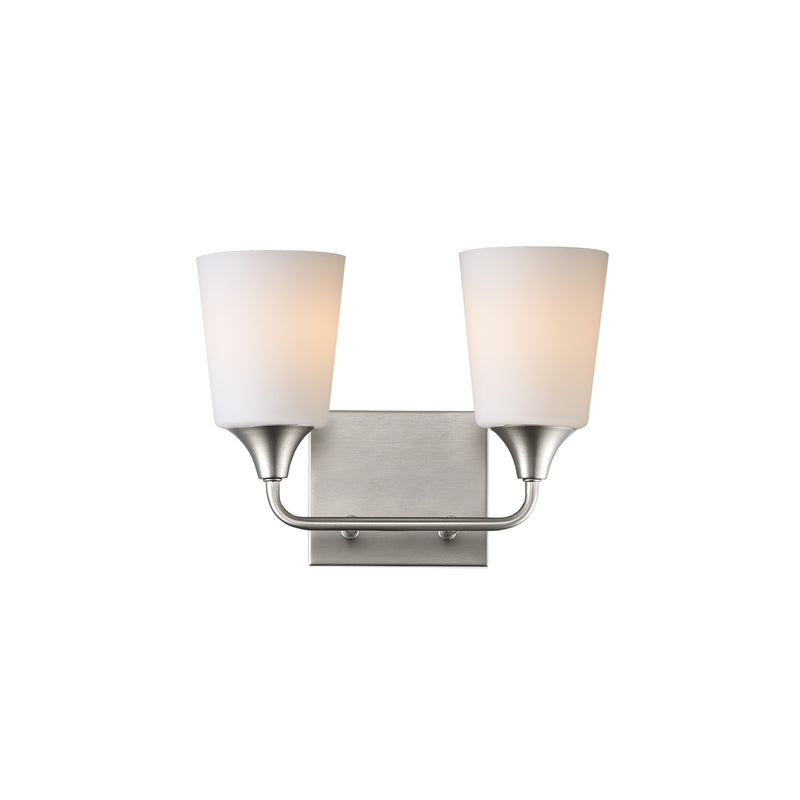 Maxim Lighting Hudson 2Lt 9.75" Bath Vanity, Nickel/White