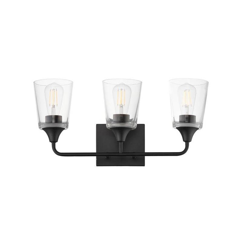 Maxim Lighting Hudson 3 Light 9.75" Bath Vanity, Black/Clear - 12883CLBK
