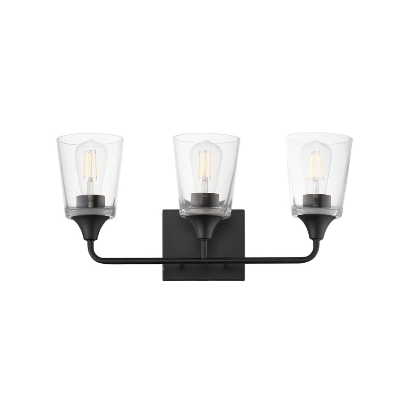 Maxim Lighting Hudson 3 Light 9.75" Bath Vanity, Black/Clear