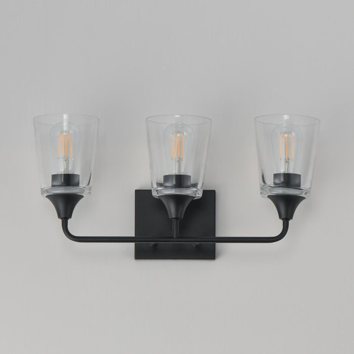 Maxim Lighting Hudson 3 Light 9.75" Bath Vanity, Black/Clear
