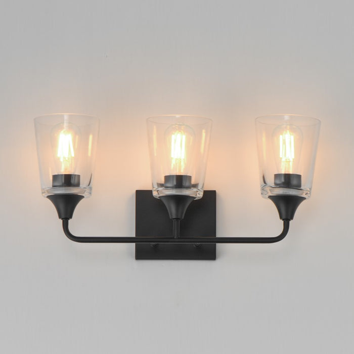 Maxim Lighting Hudson 3 Light 9.75" Bath Vanity, Black/Clear