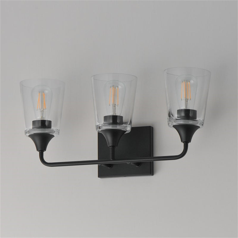 Maxim Lighting Hudson 3 Light 9.75" Bath Vanity, Black/Clear