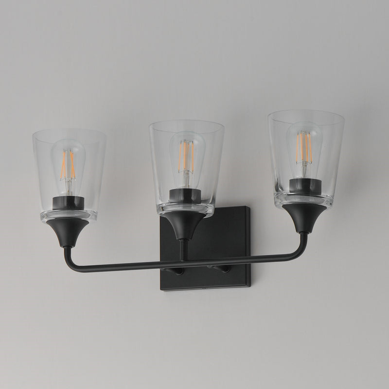 Maxim Lighting Hudson 3 Light 9.75" Bath Vanity, Black/Clear